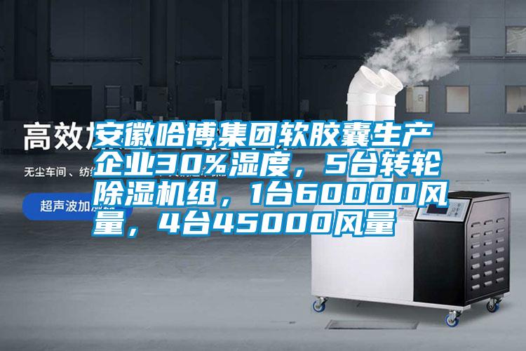 安徽哈博集團軟膠囊生產企業30%濕度，5臺轉輪除濕機組，1臺60000風量，4臺45000風量